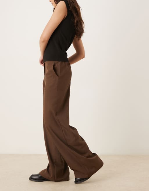 JDY - Pantalon ample à taille haute - Marron chocolat, 2 de 5