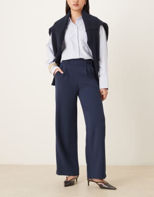 Pantalon coupe dad large avec détail boutonné - Bleu marine M L32