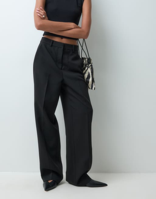 JDY pantalón de sastre de pernera ancha de talle alto en negro, conjunto, 2 de 5
