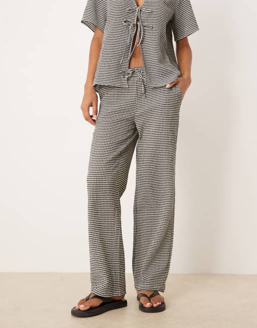 JDY - Pantalon d'ensemble ample en crépon à carreaux vichy - Noir, 5 de 5