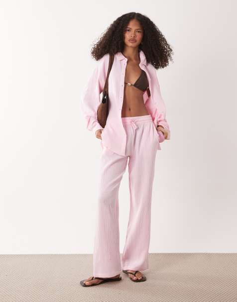 JDY - Pantalon d'ensemble ample en gaze - Rose clair - view 1