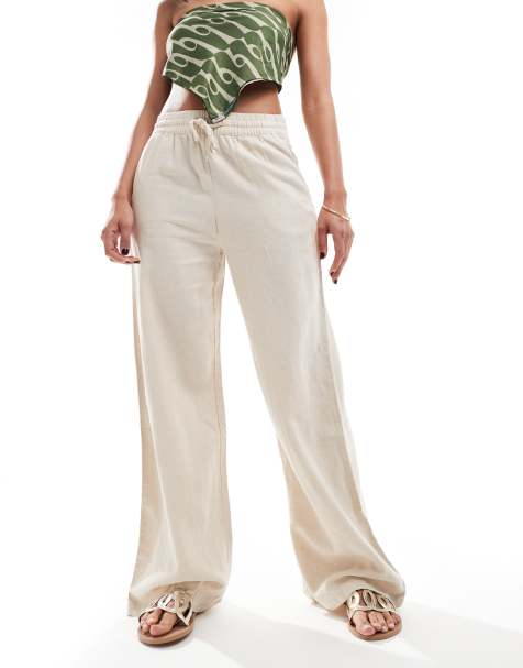 JDY - Pantalon d'ensemble ample en lin mélangé - Taupe - view 1