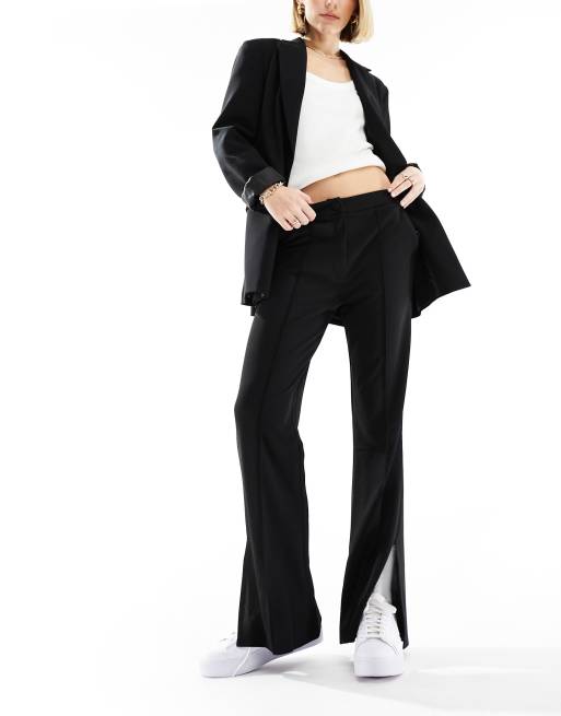 Pantalon droit noir fendu sur le devant new arrivals