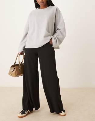 JDY - Pantalon large à taille haute - Noir
