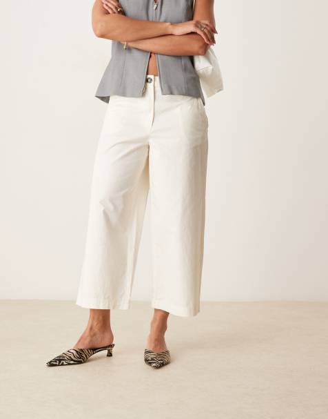 JDY - Pantalon large coupe courte - Blanc - view 1