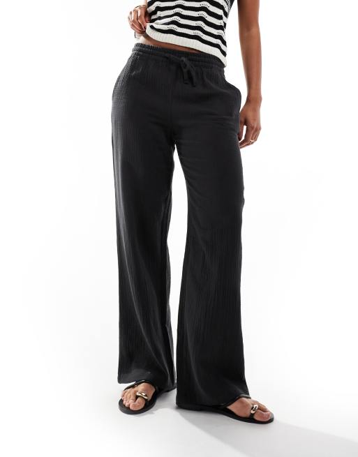 JDY - Pantalon large - Noir délavé