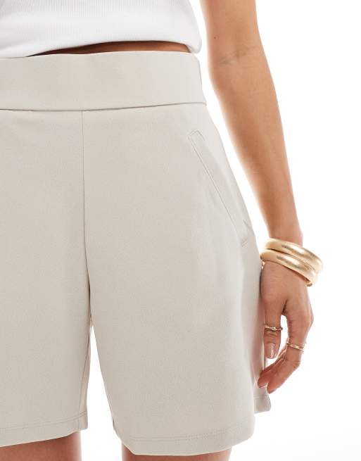 JDY - Pantaloncini color pietra a vita alta in coordinato, 5 di 5