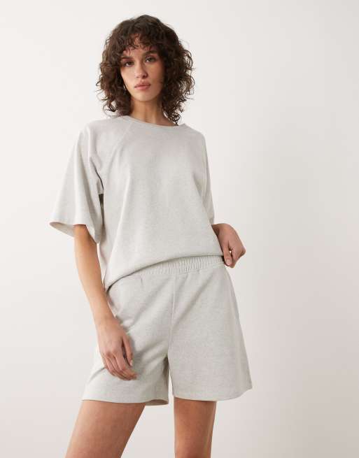 JDY - Pantaloncini della tuta grigio chiaro mélange in coordinato, 2 di 5