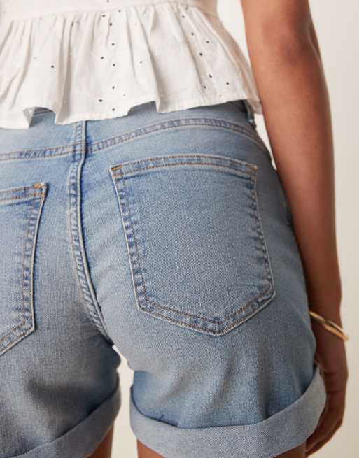JDY - Pantaloncini di jeans blu medio con risvolti, 4 di 5