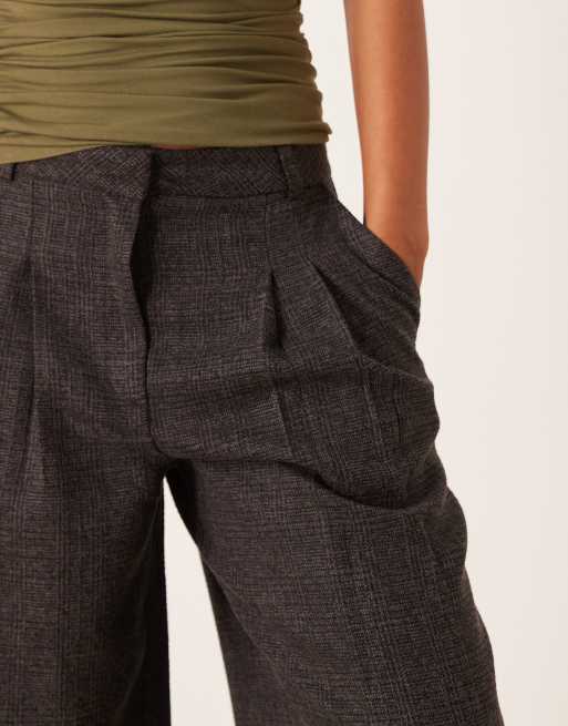 JDY - Pantaloni a fondo ampio e vita alta neri a quadri, 3 di 5