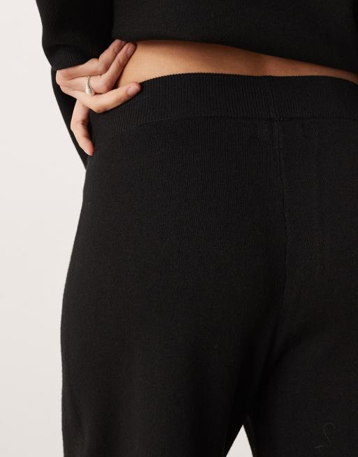 JDY - Pantaloni a fondo ampio in maglia neri in coordinato, 5 di 5