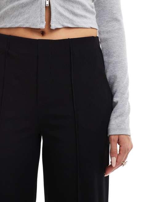 JDY - Pantaloni a vita alta neri con piega frontale, 5 di 5