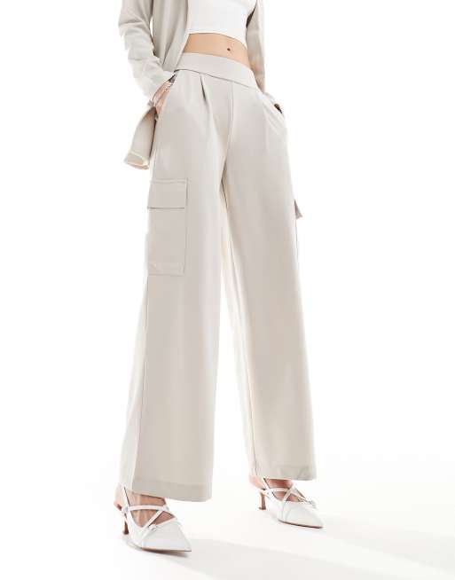 JDY - Pantaloni ampi color pietra con tasche in coordinato, 2 di 5