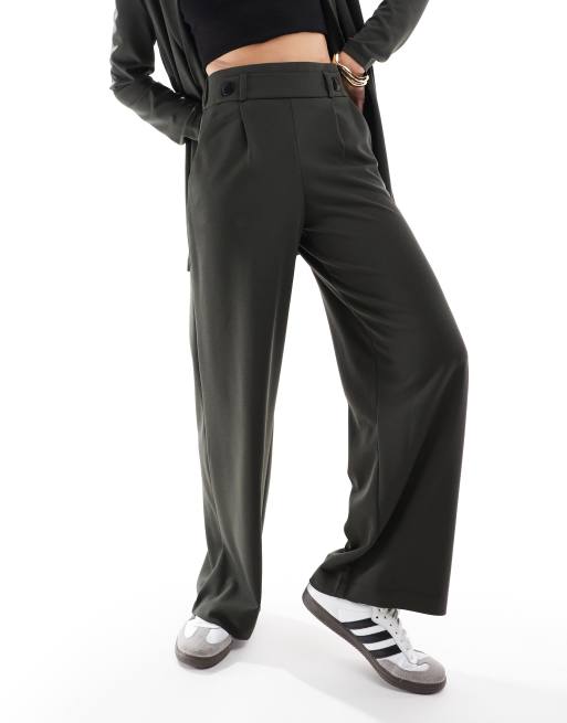JDY - Pantaloni dad a fondo ampio verde scuro con bottoni, 5 di 5