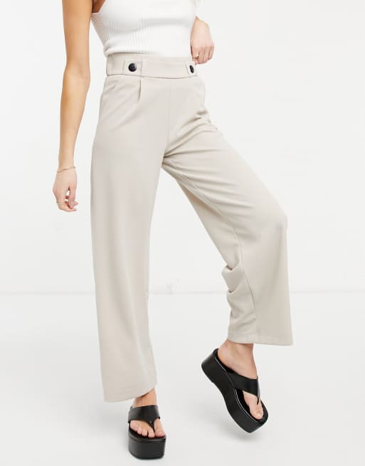 JDY - Pantaloni in jersey con fondo ampio color pietra