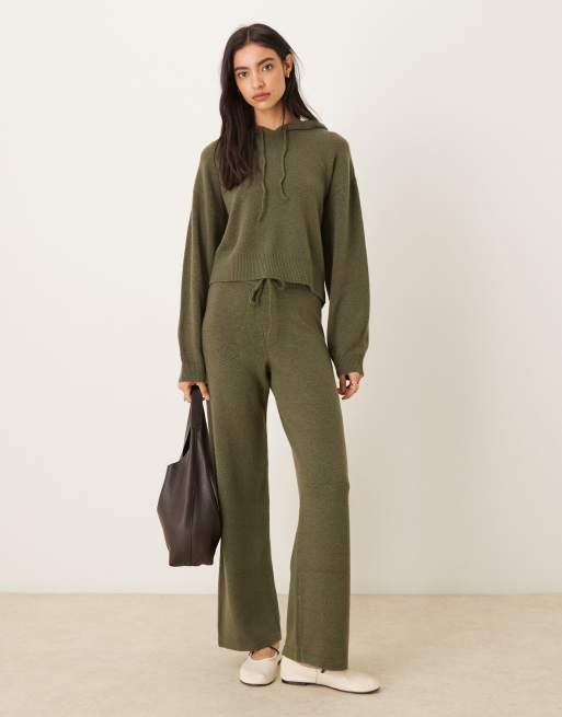 JDY - Pantaloni in maglia color kaki in coordinato