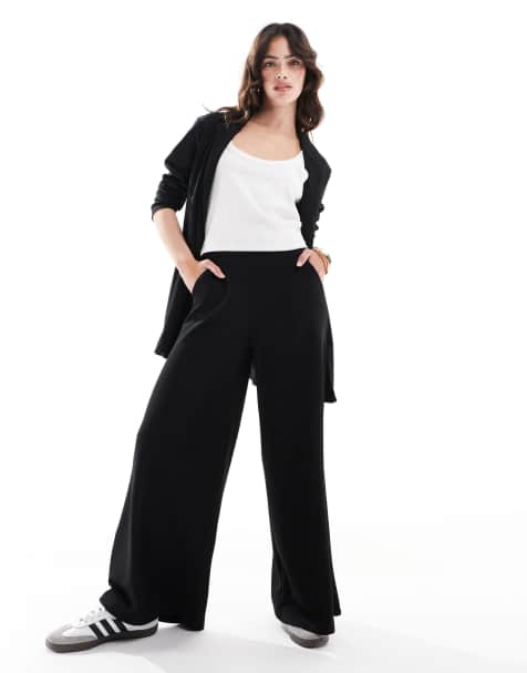 JDY - Pantaloni sartoriali a fondo ampio neri in coordinato - view 1