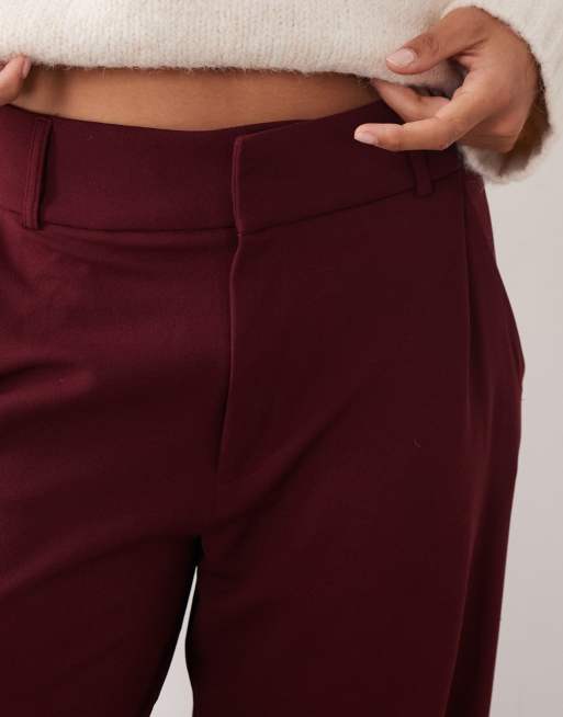 JDY - Pantaloni sartoriali bordeaux a fondo ampio, 4 di 5