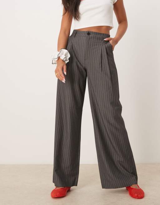 JDY - Pantaloni sartoriali con fondo ampio grigi gessati, 4 di 5