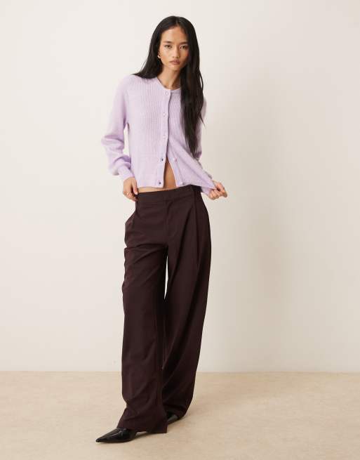 JDY – Pastelowoliliowy prążkowany kardigan z perłowymi guzikami, 2 z 4