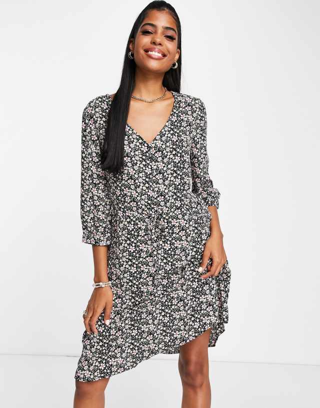 JDY pernille 3/4 sleeve shirt mini dress in floral print