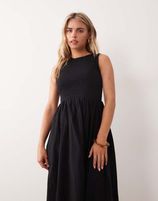 JDY Petite – Ärmelloses Midi-Hängerkleid in Schwarz mit Raffung, 2 von 4