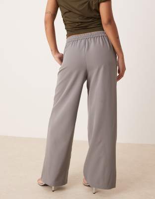 Jdy Petite Asymmetric Button Wide Leg Pants In Gray