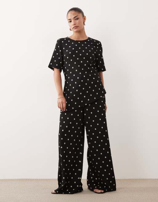 JDY Petite – Asymmetrisches Oberteil in Schwarz mit Polka Dots, Kombiteil, 2 von 4