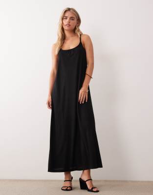 JDY Petite back tie midaxi dress in black