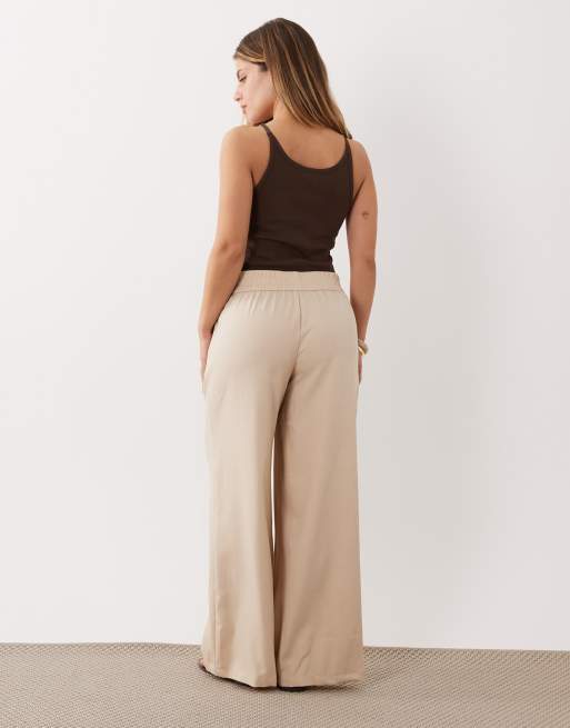JDY Petite – Beige byxor med hög midja och vida ben, 4 av 5