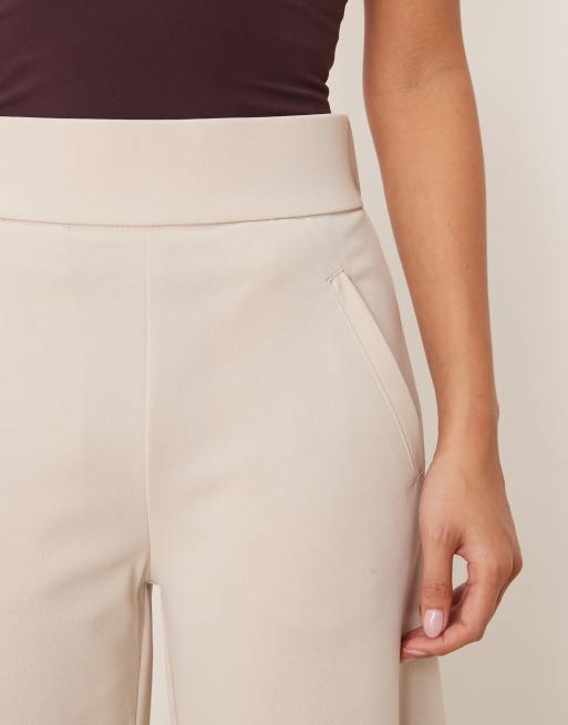 JDY Petite - Beige og skræddersyede bukser med vide ben, 3 af 5
