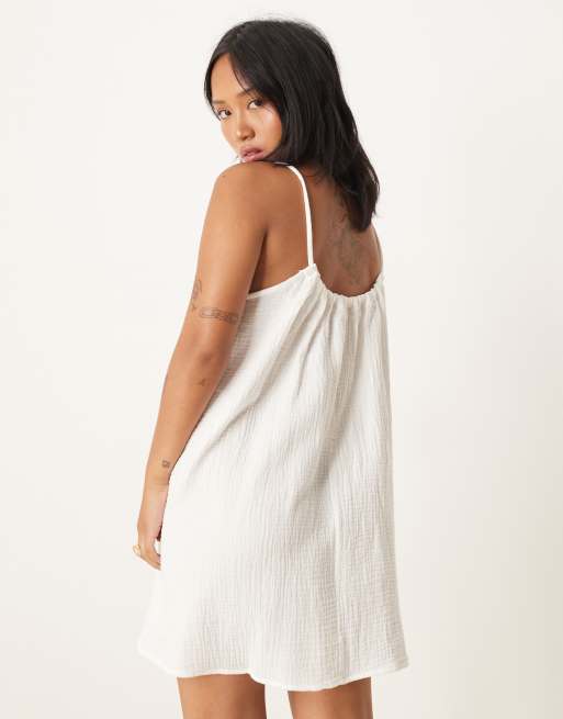 JDY Petite – Biała sukienka mini z muślinu, 2 z 4