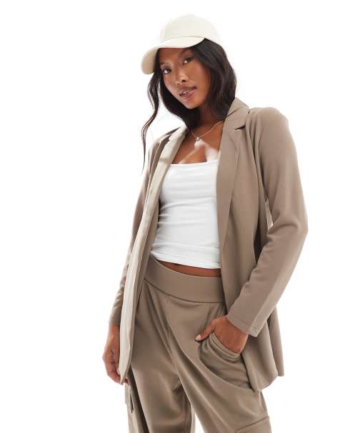 JDY Petite blazer in brown - part of a set - view 1