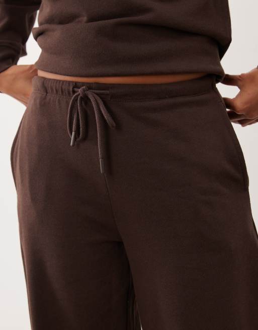 JDY Petite brede sweat-joggingbukser i sæt i chokoladebrun, 4 af 5
