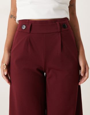 Jdy Petite Button Detail Wide Leg Dad Pants In Red