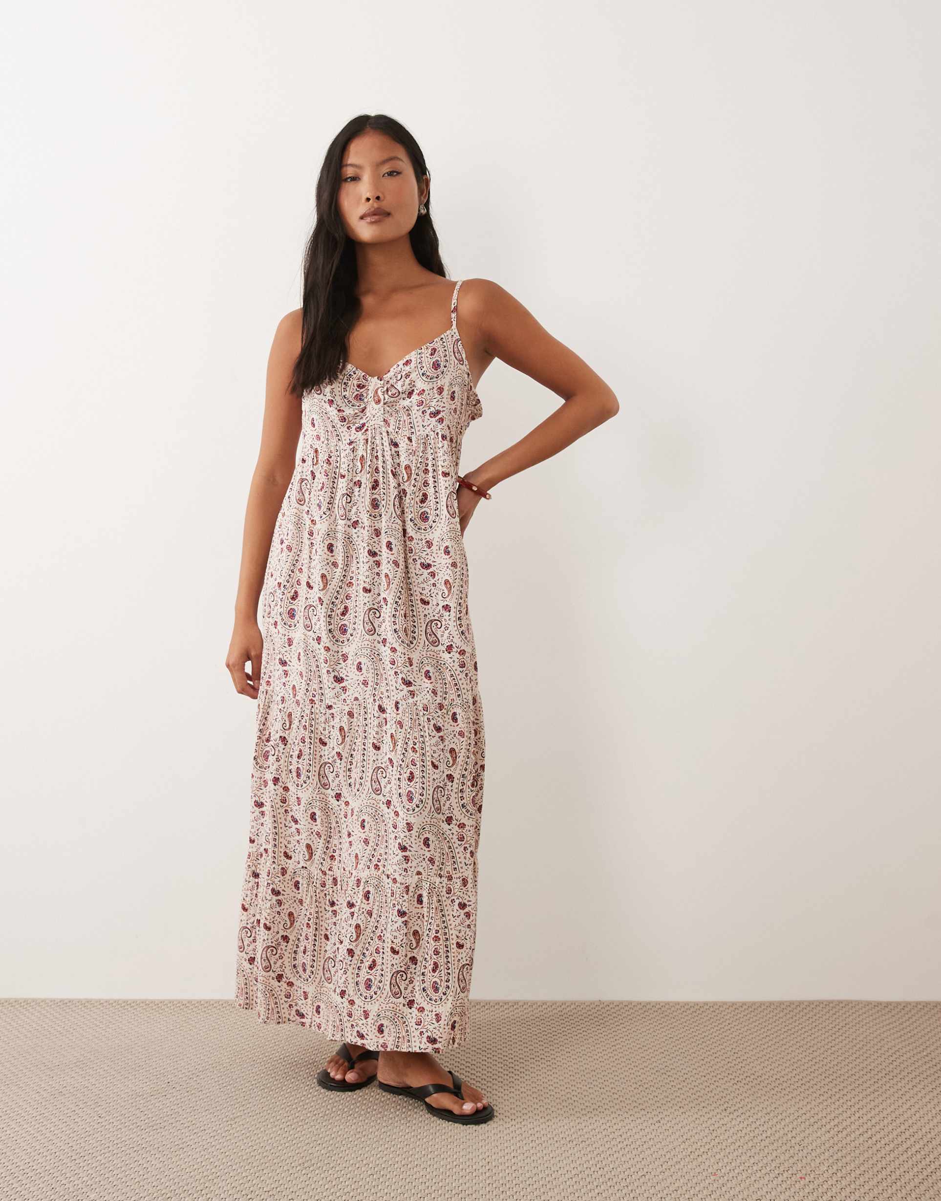 jdy petite cami maxi dress in red paisley print