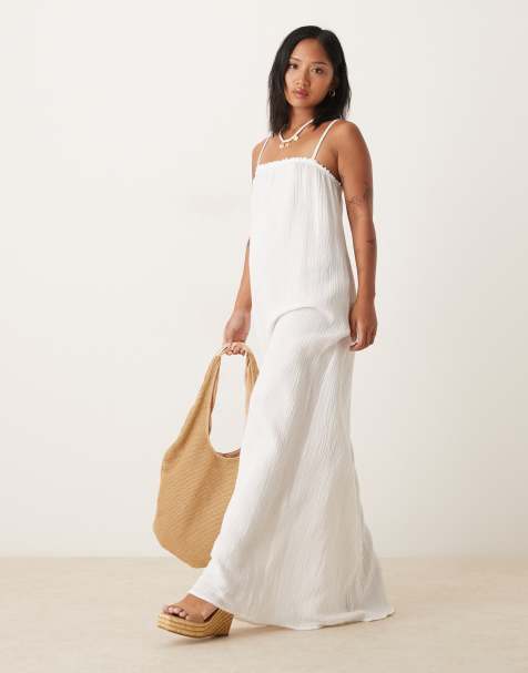JDY Petite cheesecloth sleeveless maxi dress in off white - view 1