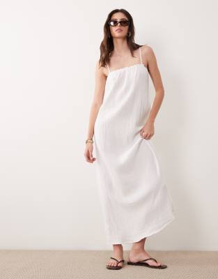 JDY Petite cheesecloth sleeveless maxi dress in white