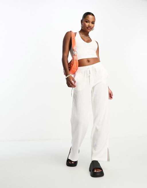 White hot sale slit trousers