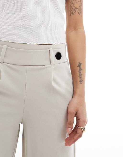 JDY Petite - Elegante broek met hoge taille en wijde pasvorm in stone , 5 van 5