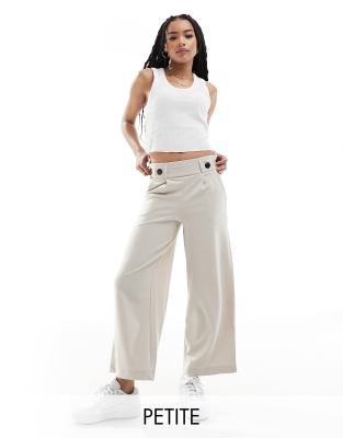 JDY Petite - Elegante Hose in Stone mit hohem Bund und weitem Bein-Neutral