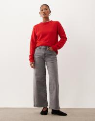 JDY Petite Felina high waist wide leg jeans in grey denim