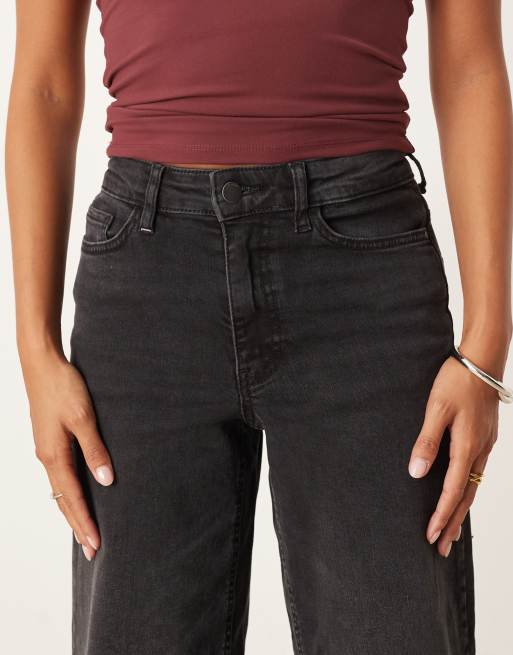 JDY Petite - Felina - Sorte jeans i denim med høj talje og vide ben, 5 af 5