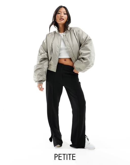 JDY Petite front slit pants in black