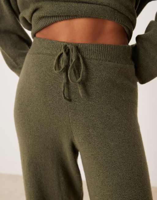 JDY Petite - Gebreide broek in kaki, deel van co-ord set, 2 van 5