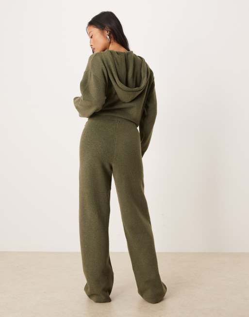 JDY Petite - Gebreide broek in kaki, deel van co-ord set, 3 van 5