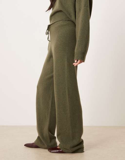 JDY Petite - Gebreide broek in kaki, deel van co-ord set, 5 van 5