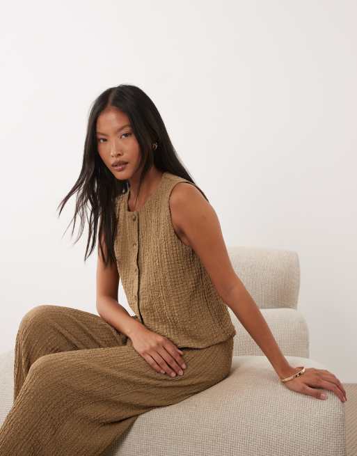 JDY Petite - Gilet testurizzato marrone in coordinato, 2 di 4