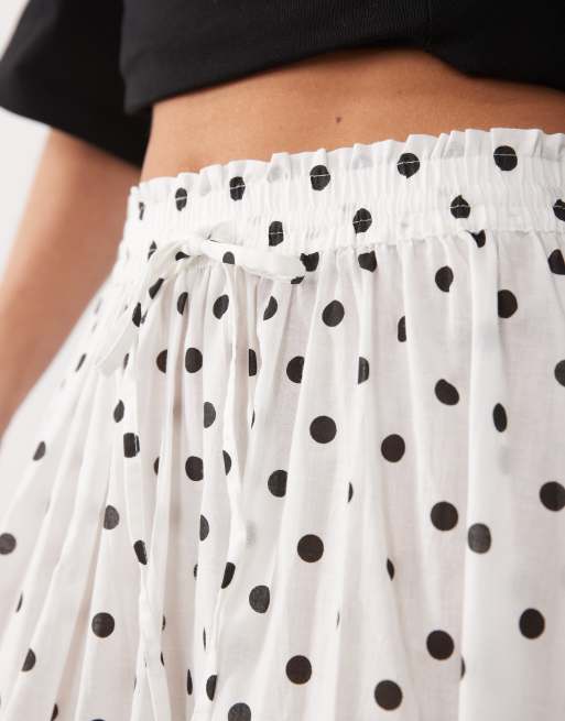 JDY Petite - Gonna lunga a pieghe bianca a pois, 4 di 5