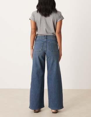 Jdy Petite High Rise Wide Leg Jeans In Blue